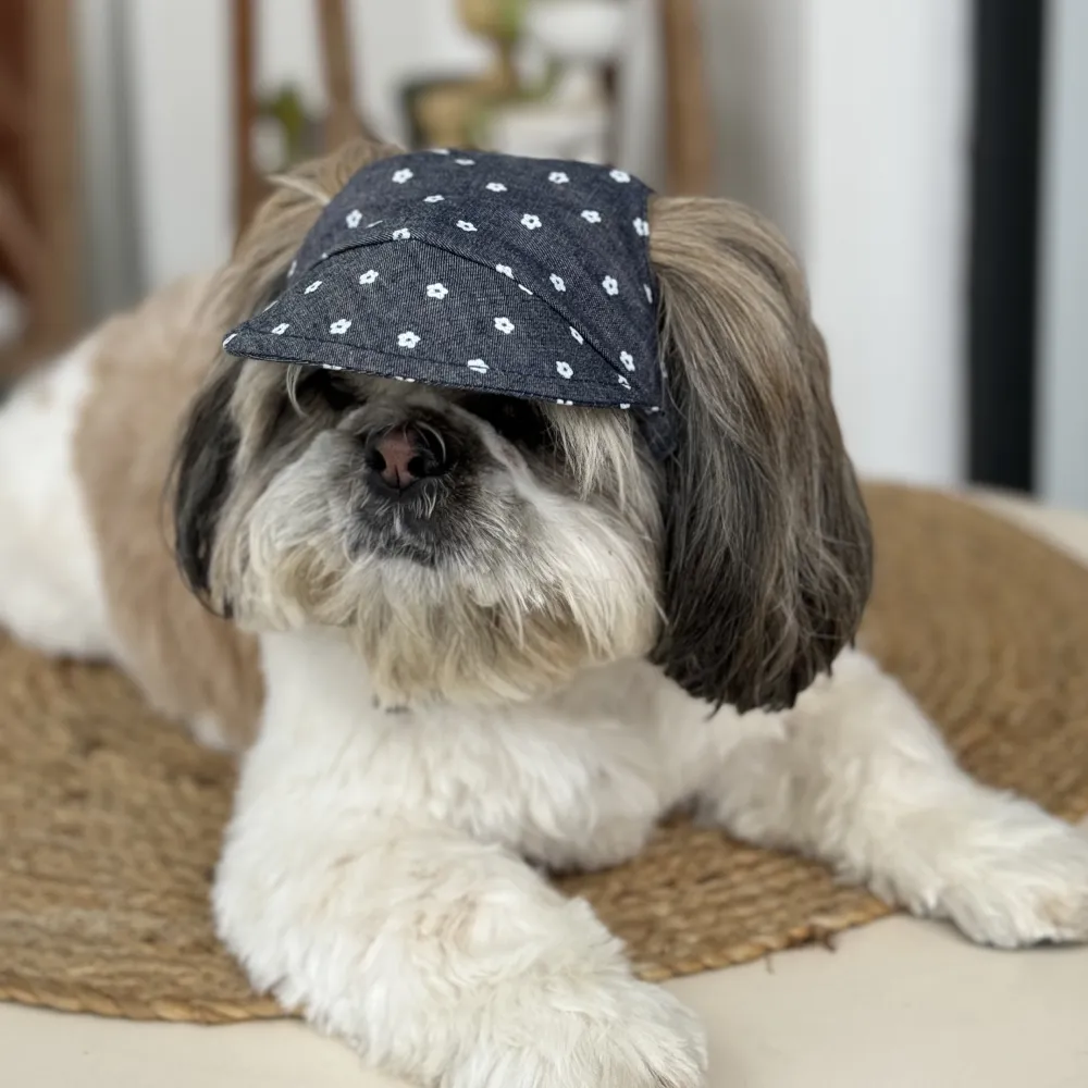 Pawgypets Floral Cap for Dogs (Denim)