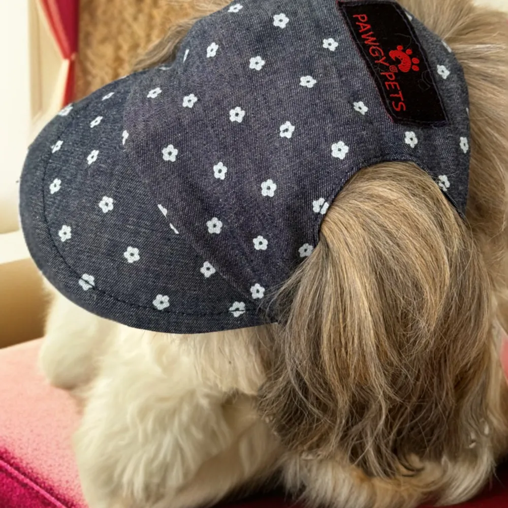 Pawgypets Floral Cap for Dogs (Denim)