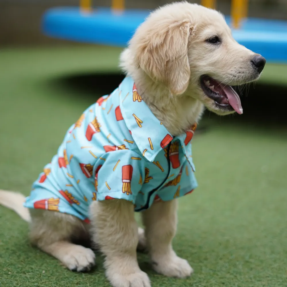 Pawgypets Fries Over Guys Shirt for Dogs (Blue)