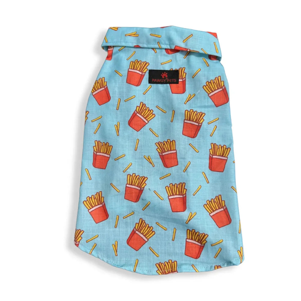 Pawgypets Fries Over Guys Shirt for Dogs (Blue)