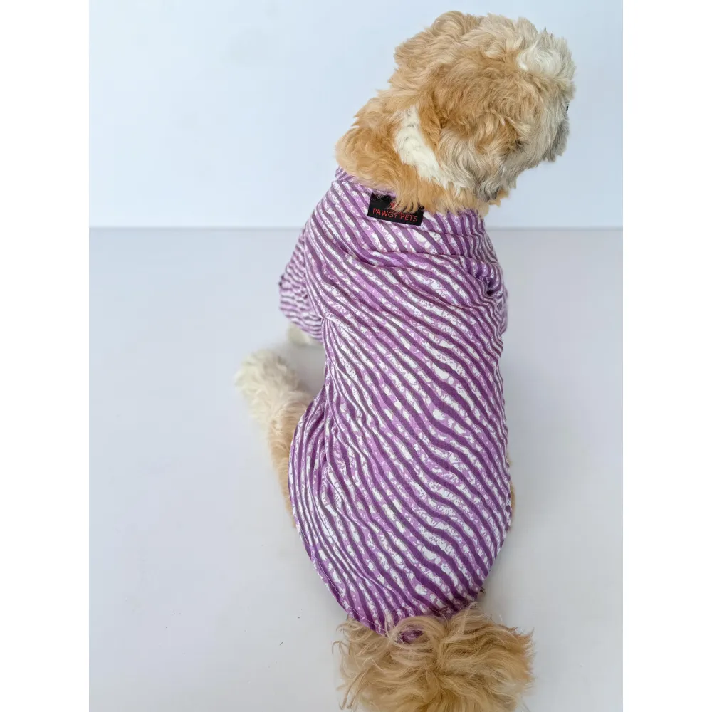 Pawgypets Lehriya Kurta for Dogs and Cats (Purple)