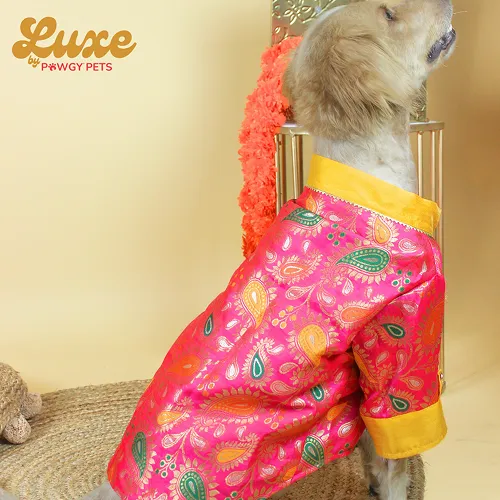 Pawgypets Luxe Barcade Kurta for Dogs and Cats (Pink)