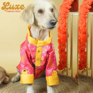 Pawgypets Luxe Barcade Kurta for Dogs and Cats (Pink)