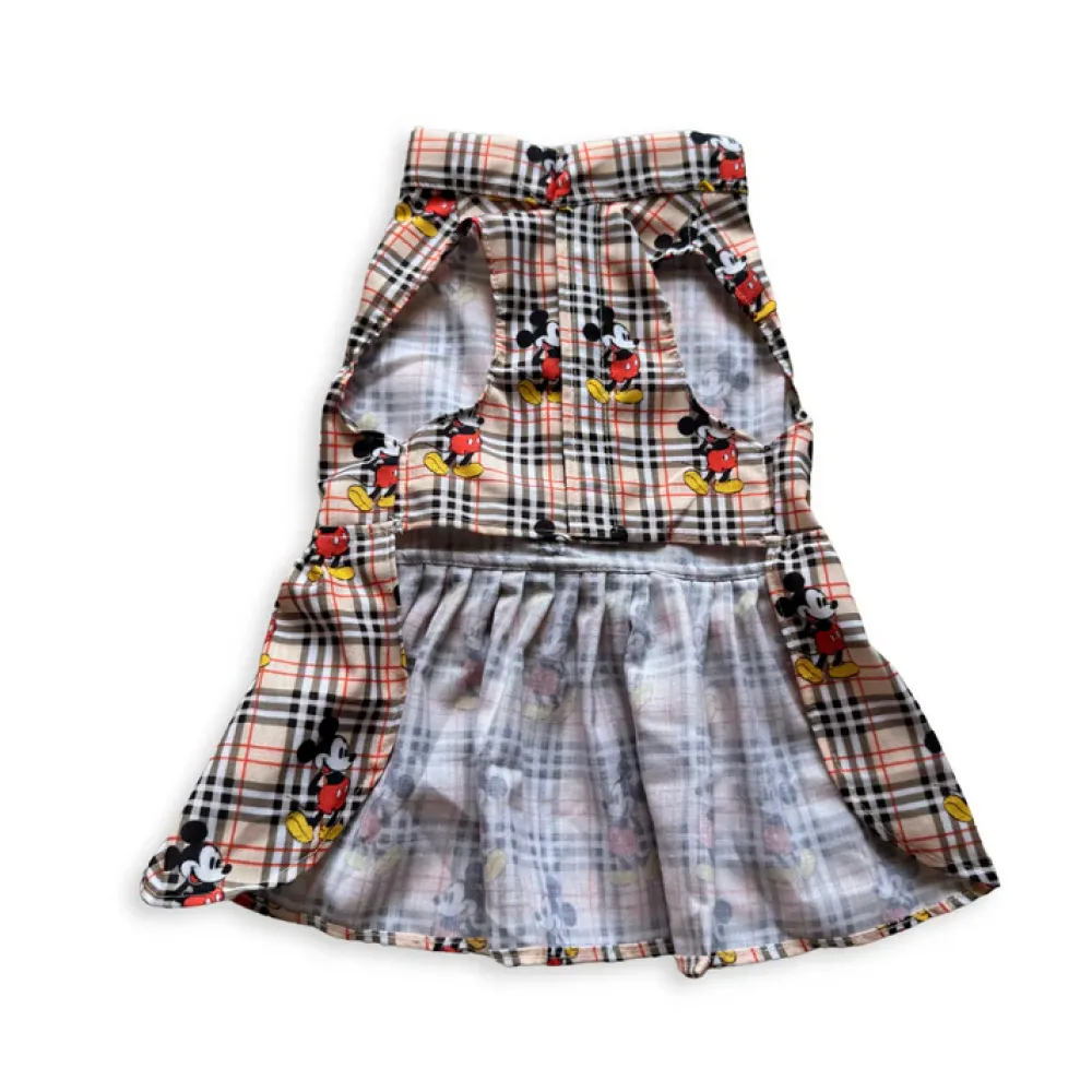 Pawgypets Mickey Check Dress for Dogs (Beige)