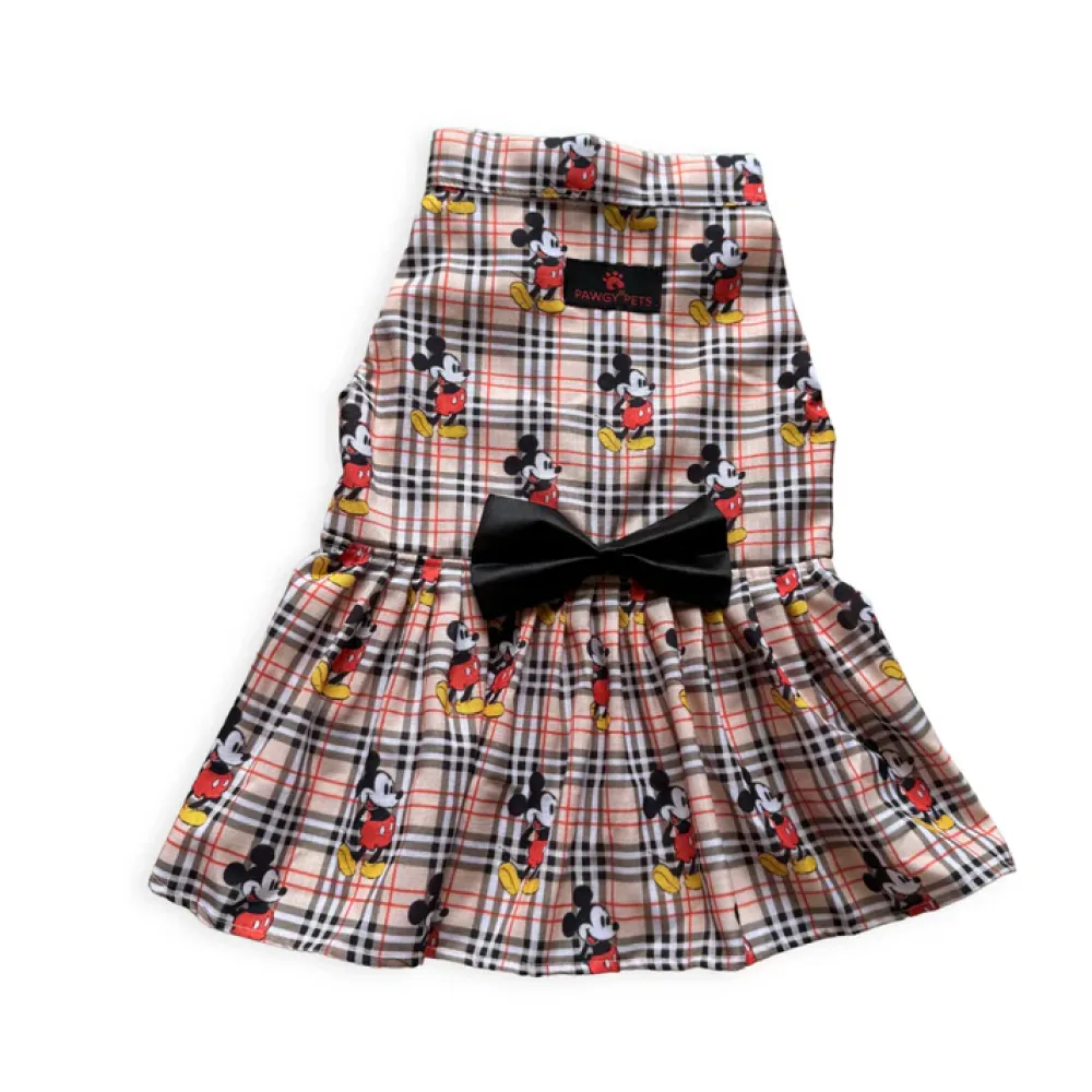 Pawgypets Mickey Check Dress for Dogs (Beige)