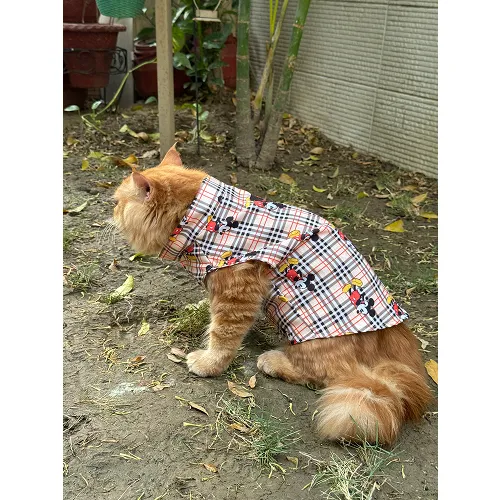 Pawgypets Mickey Check Sando for Cats (Beige)