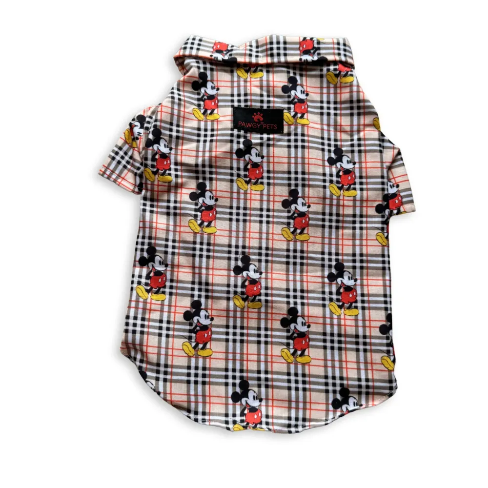 Pawgypets Mickey Check Shirt for Dogs (Beige)