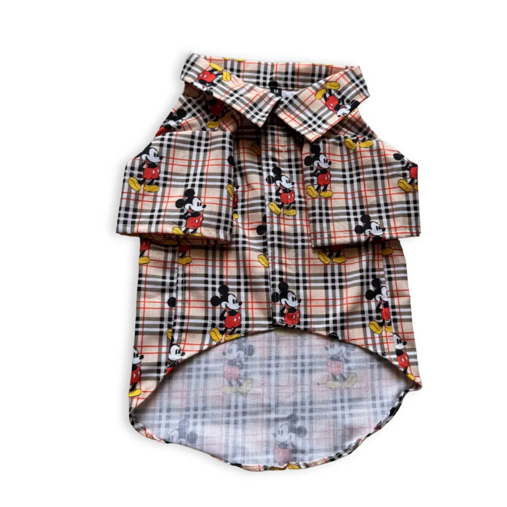 Pawgypets Mickey Check Shirt for Dogs (Beige)