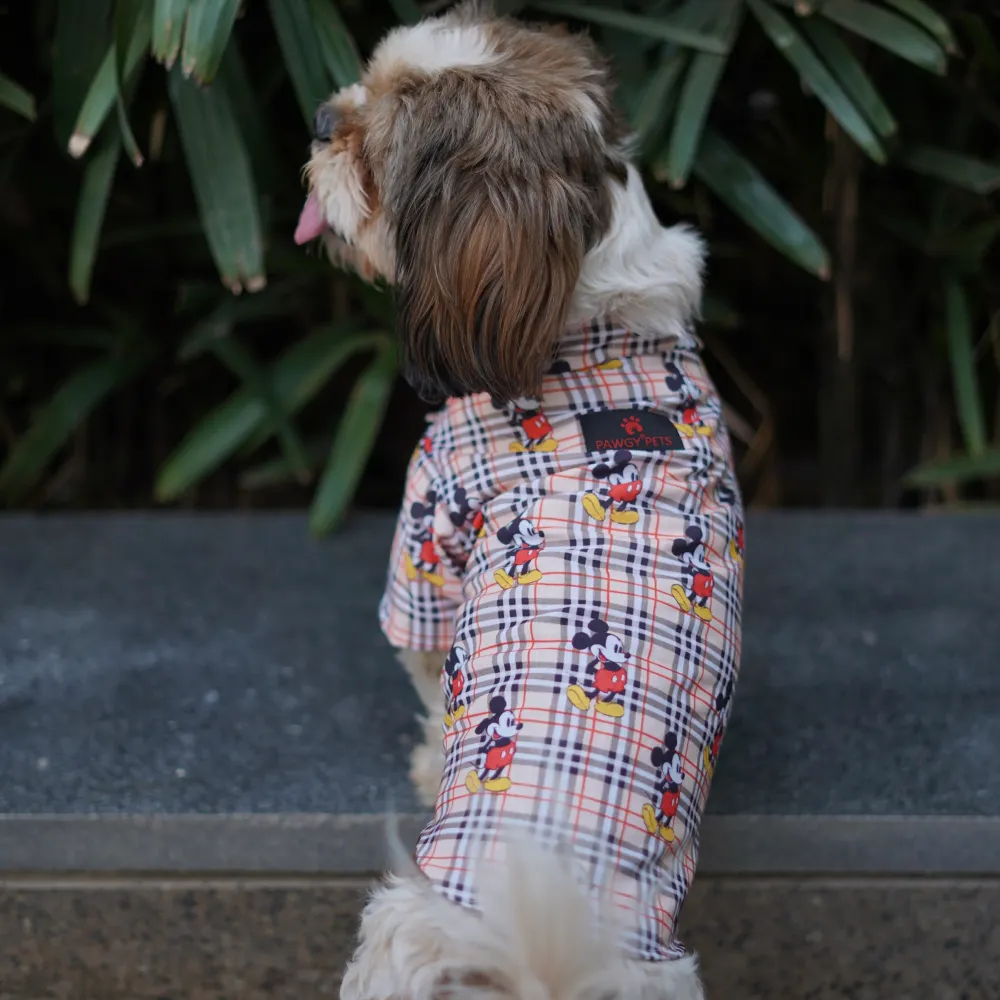 Pawgypets Mickey Check Shirt for Dogs (Beige)