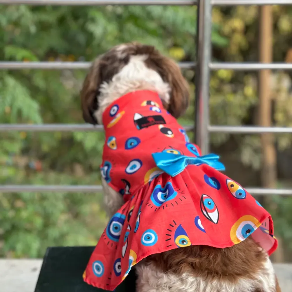 Pawgypets Nazar Na Lage Dress for Dogs (Red)