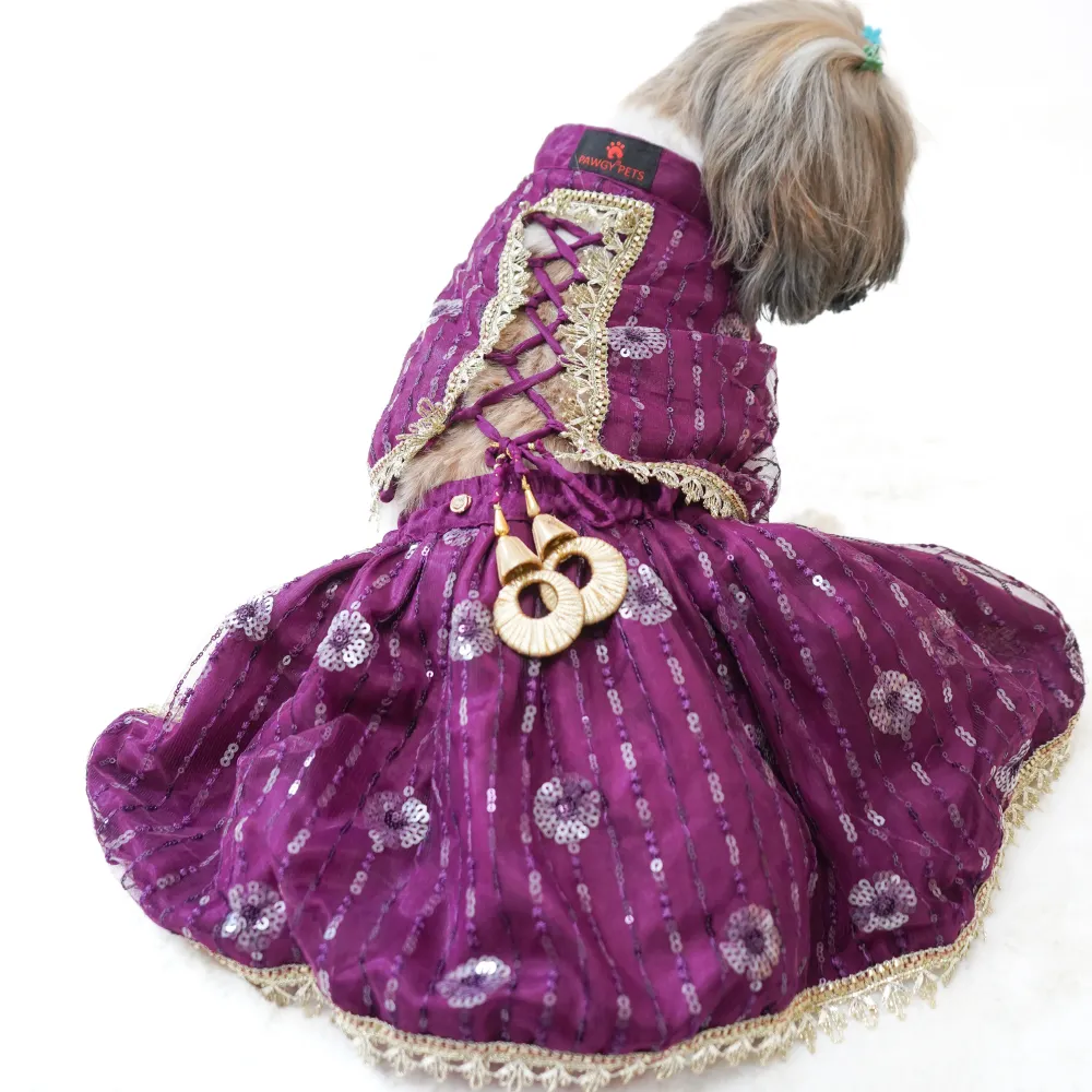 Pawgypets Net Lehenga for Dogs (Violet)