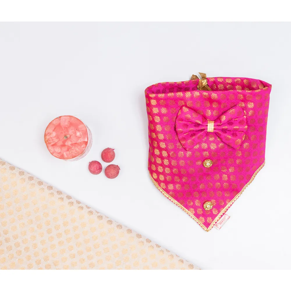 Pawgypets Occasion Wear Bow Bandana for Dogs and Cats (Pink)