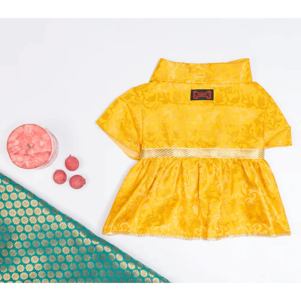 Pawgypets Occasion Wear Dress for Dogs and Cats (Yellow)