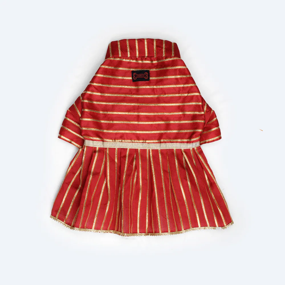 Pawgypets Occasion Wear Gota Dress for Dogs and Cats (Red)
