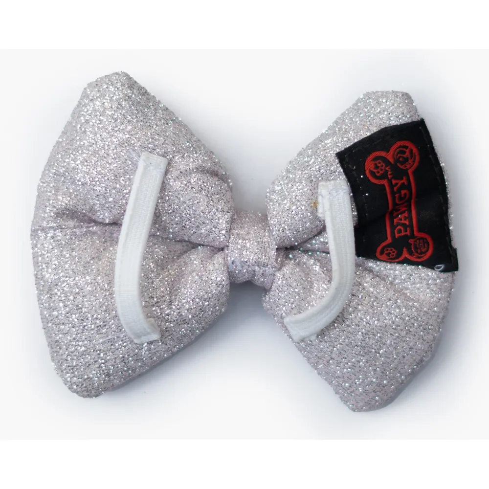 Pawgypets Party Wear Bowtie For Dogs and Cats (Silver)