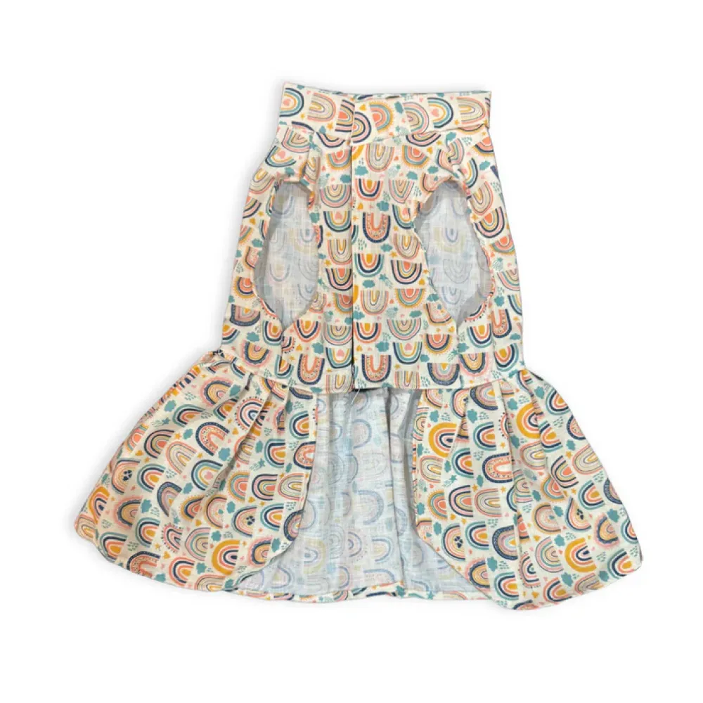 Pawgypets Rainbow Dress for Dogs (Off White)