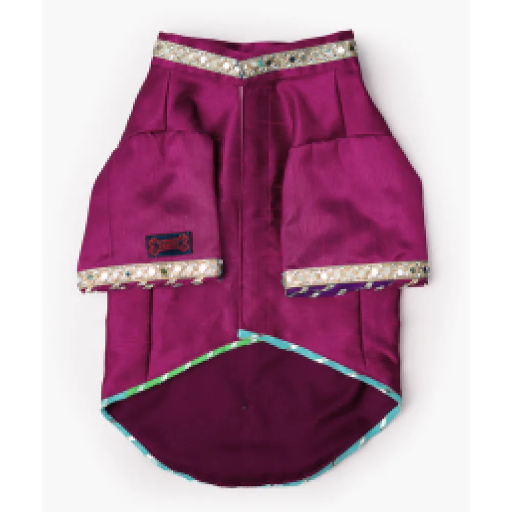 Pawgypets Raw Silk Sherwani for Dogs and Cats (Rani)