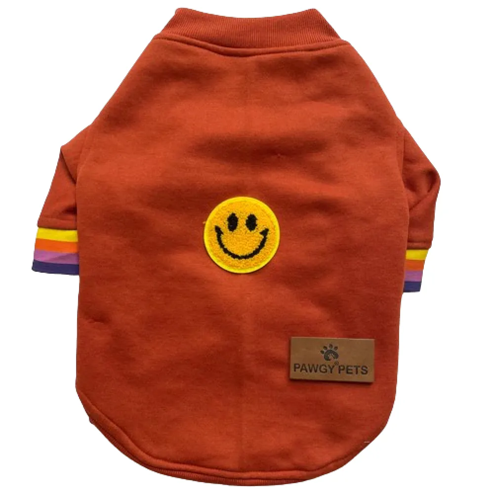 Pawgypets Smiley Sweatshirt for Dogs and Cats (Rust)