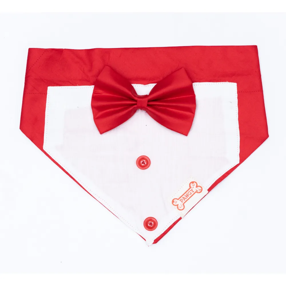Pawgypets Tuxedo Bandana for Dogs and Cats (Red)