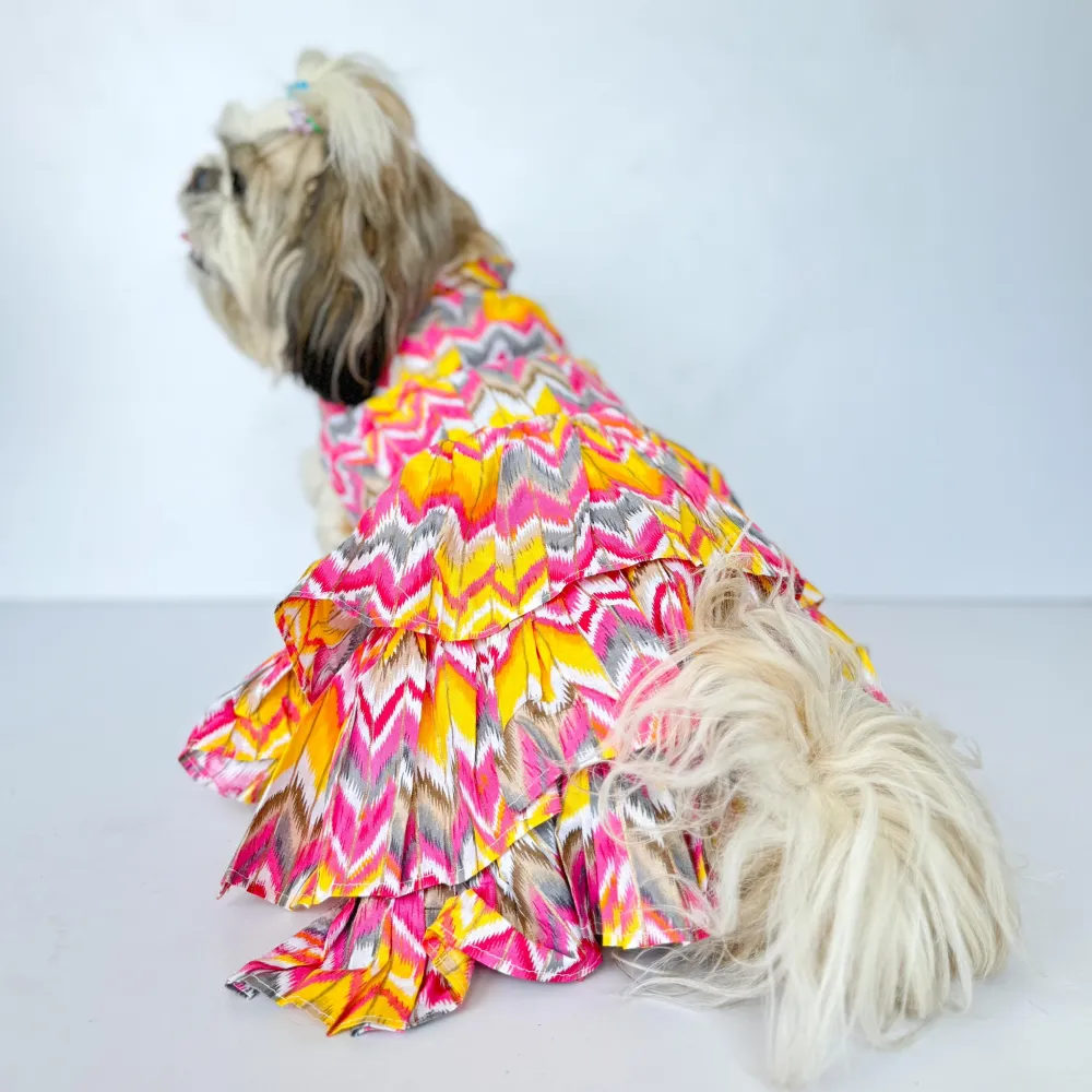 Pawgypets Zig Zag Dress for Dogs and Cats (Pink)