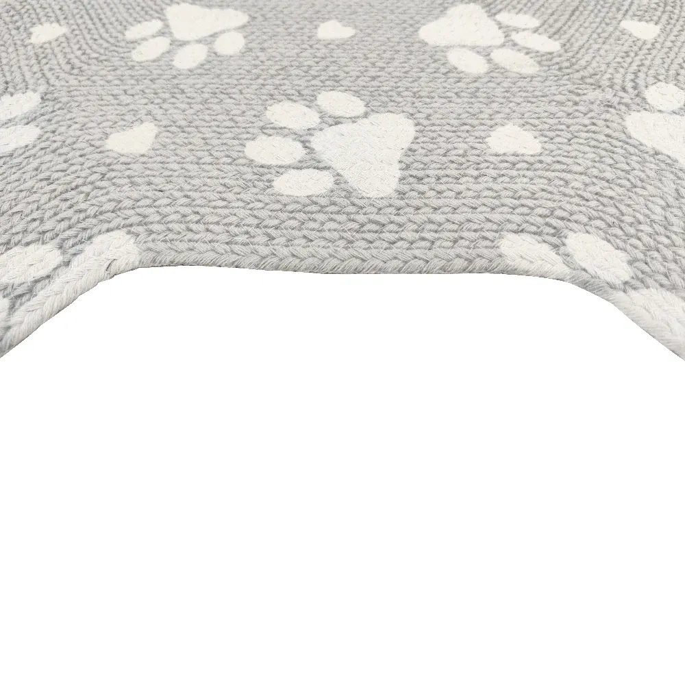 Pawpourri Bone Shaped Paw Printed Mat for Dogs and Cats (Light Grey)