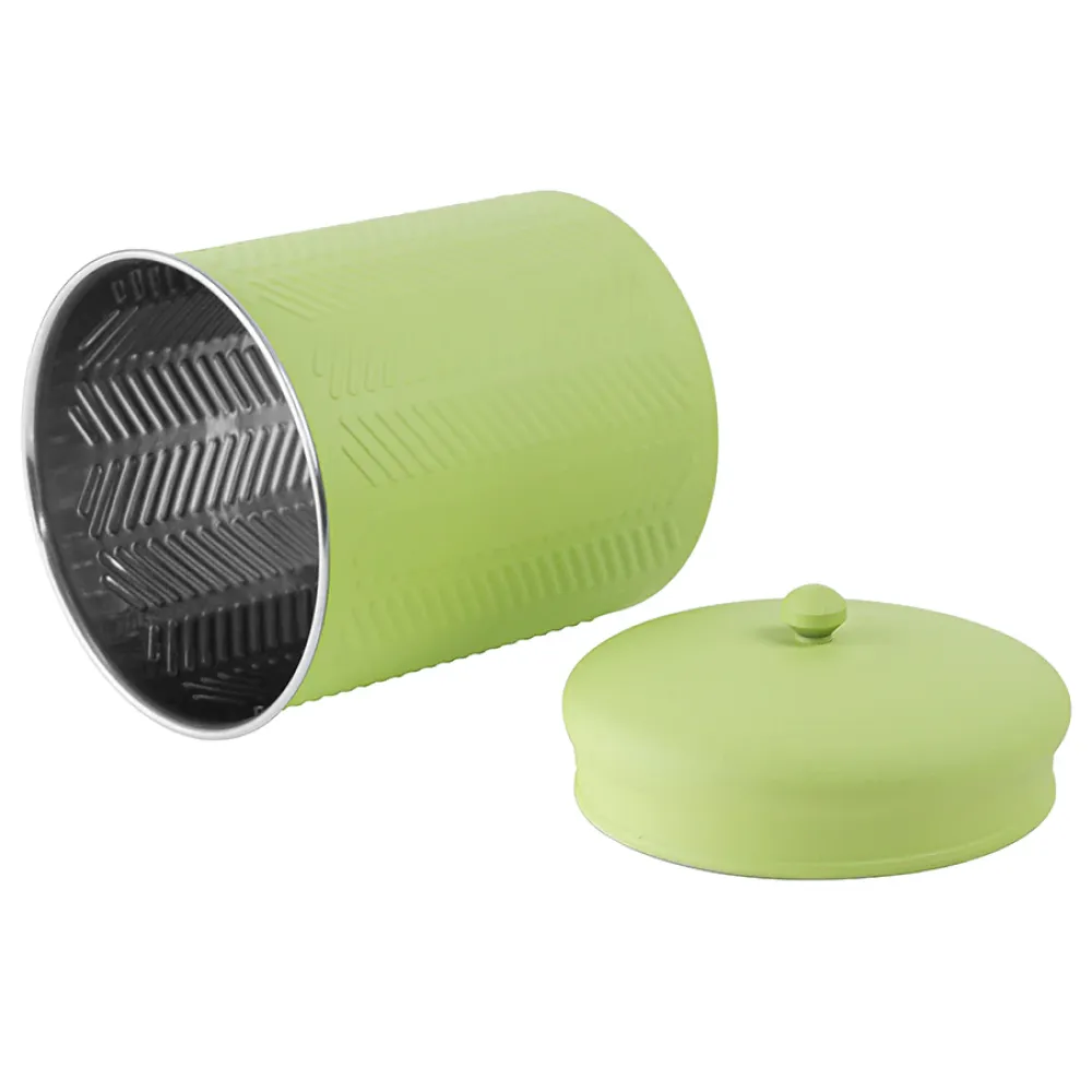 Pawpourri Chevron Emboss Treat Jar and Bowl Set for Dogs and Cats (Green)