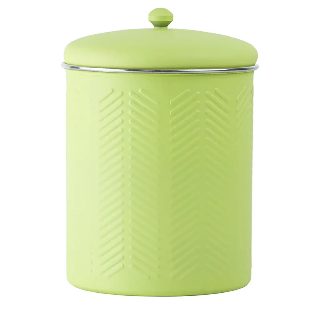 Pawpourri Chevron Emboss Treat Jar and Bowl Set for Dogs and Cats (Green)
