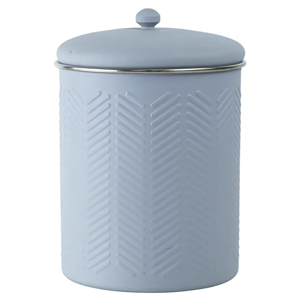 Pawpourri Chevron Emboss Treat Jar and Bowl Set for Dogs and Cats (Grey)