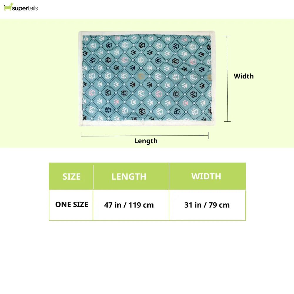 Pawpourri Printed Paw Blanket for Dogs and Cats (Teal)