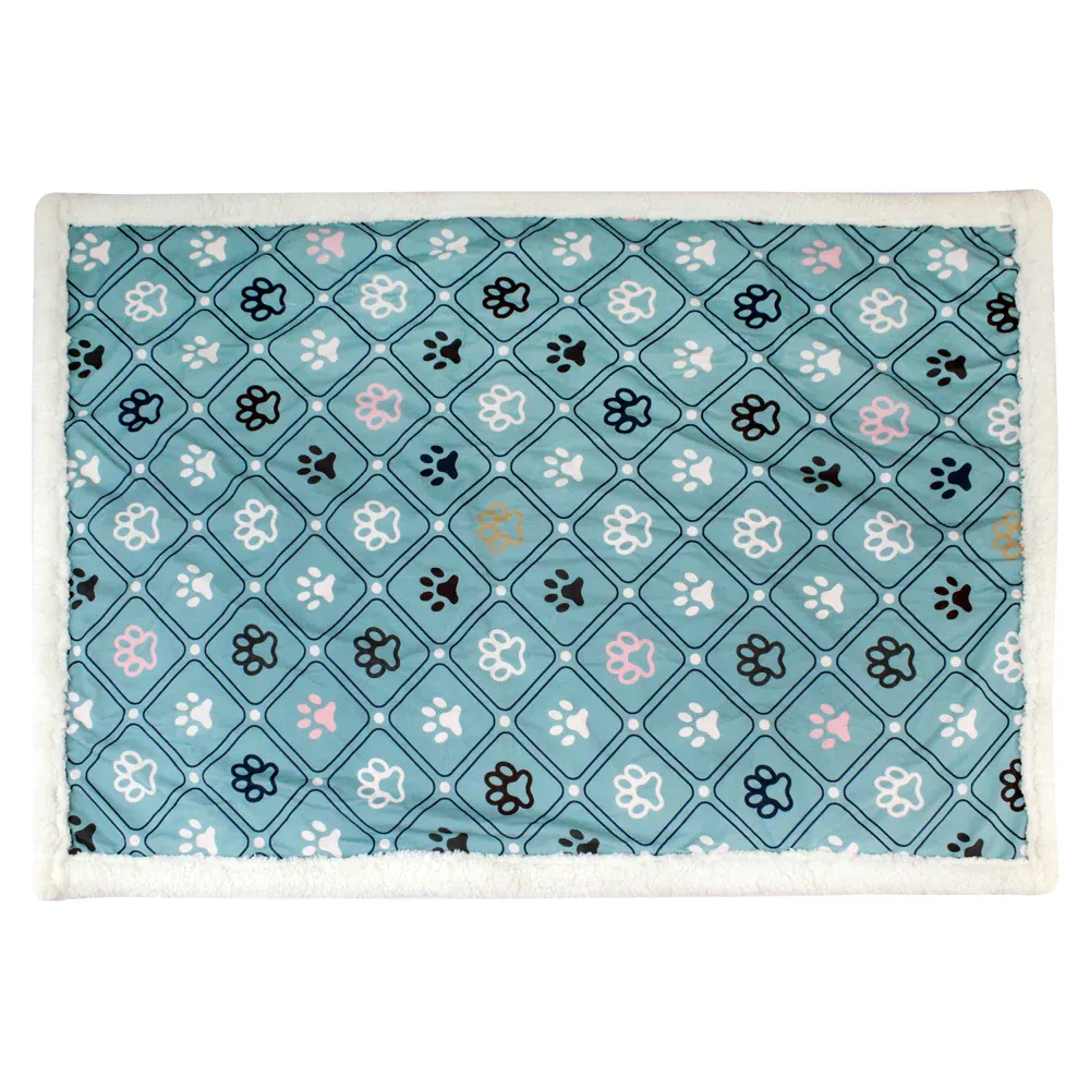 Pawpourri Printed Paw Blanket for Dogs and Cats (Teal)
