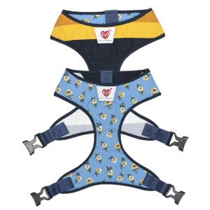 Pet And Parents Blue Flowers and Stripes Reversible Harness for Dogs