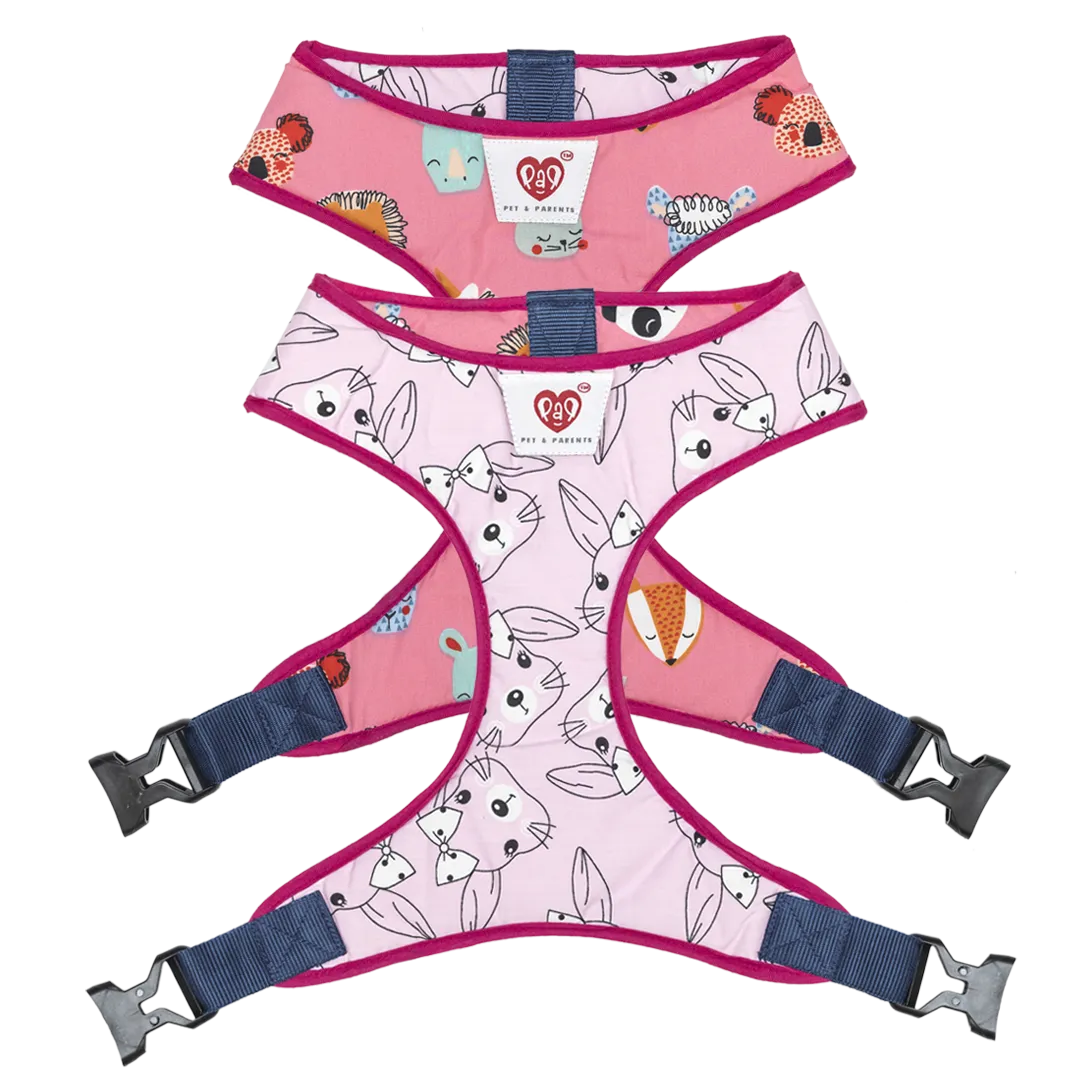 Pet And Parents Pink Faces Reversible Harness for Dogs