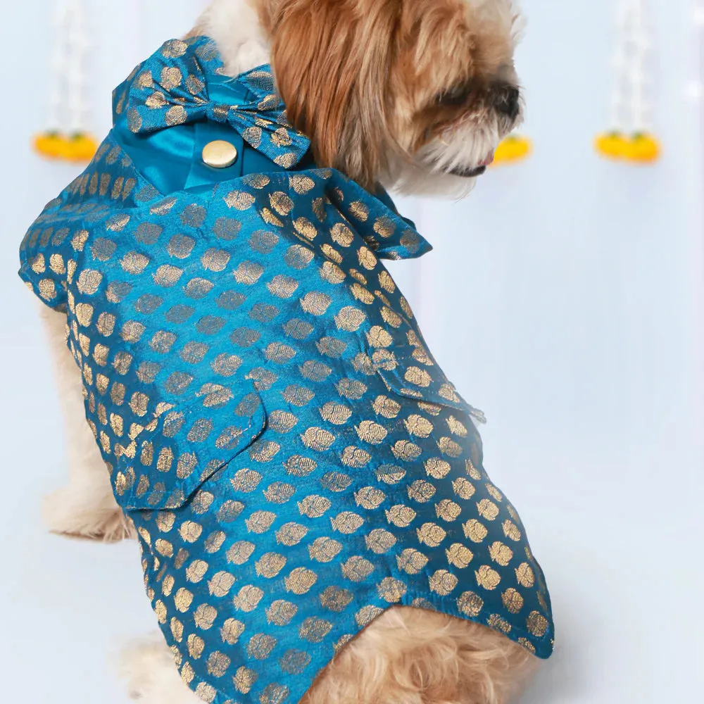 Pet Set Go Kurta with Bowtie  for Dogs (Blue)