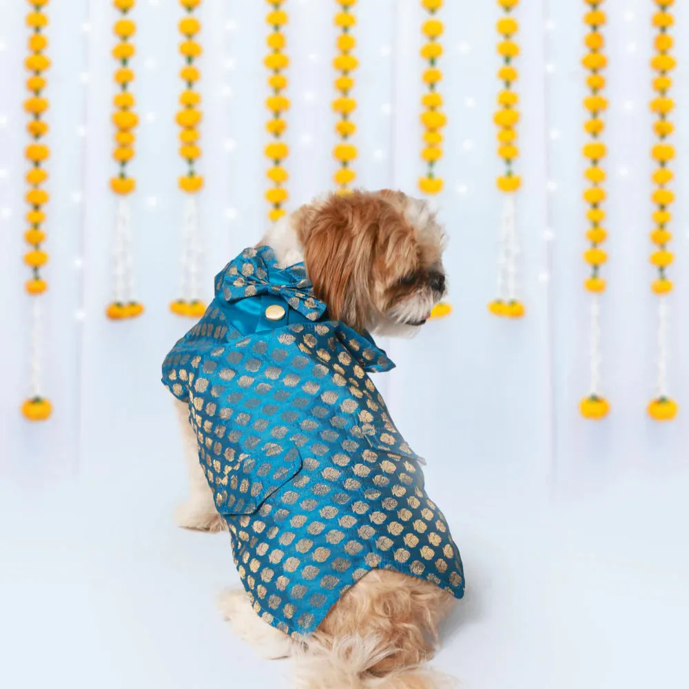 Pet Set Go Kurta with Bowtie  for Dogs (Blue)