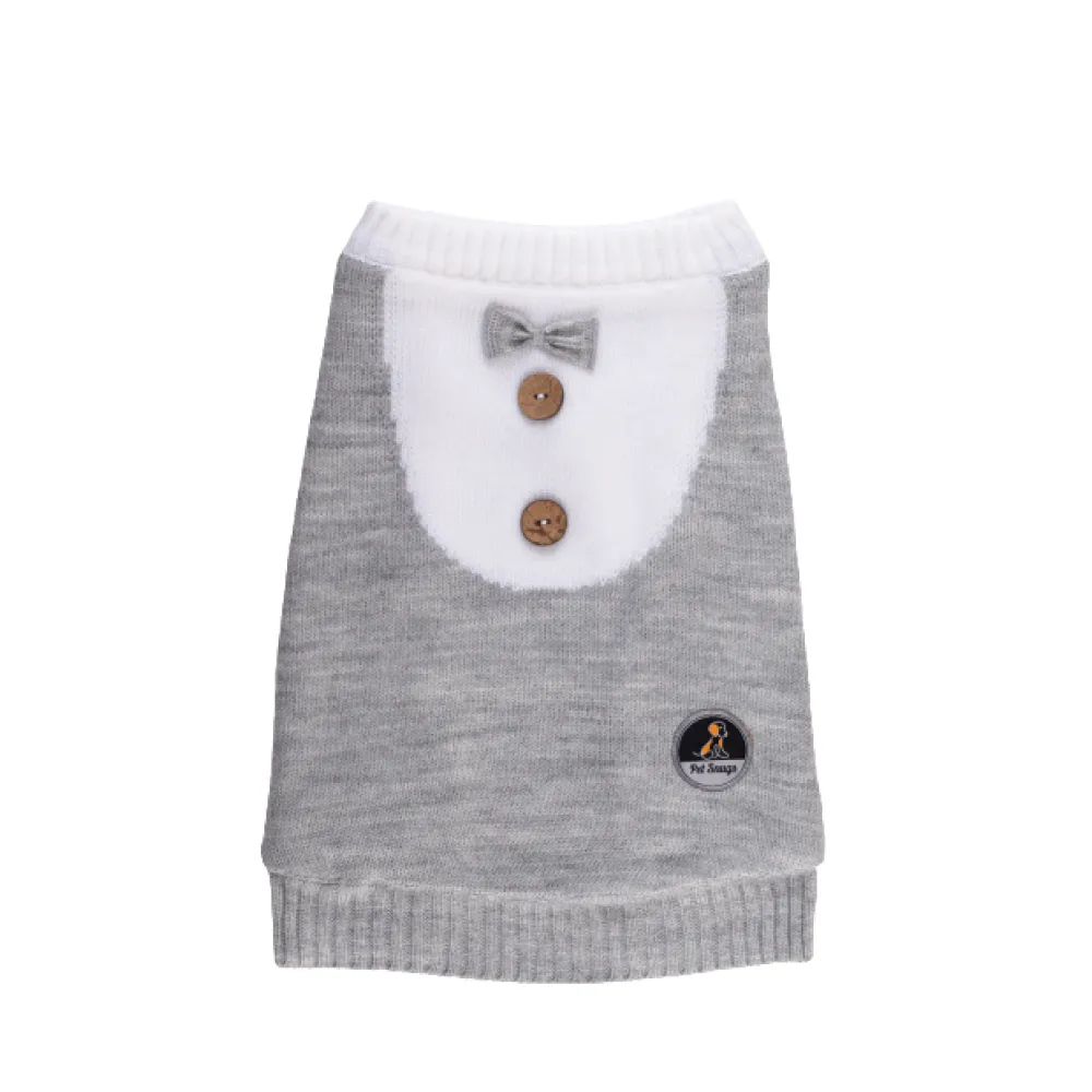 Petsnugs Gentle Knit Sweater for Dogs and Cats (Grey & White)