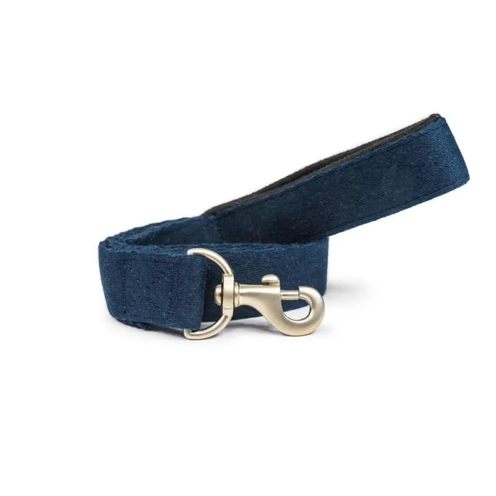 PetWale Cotton Padded Handle Denim Leash for Dogs (Blue)