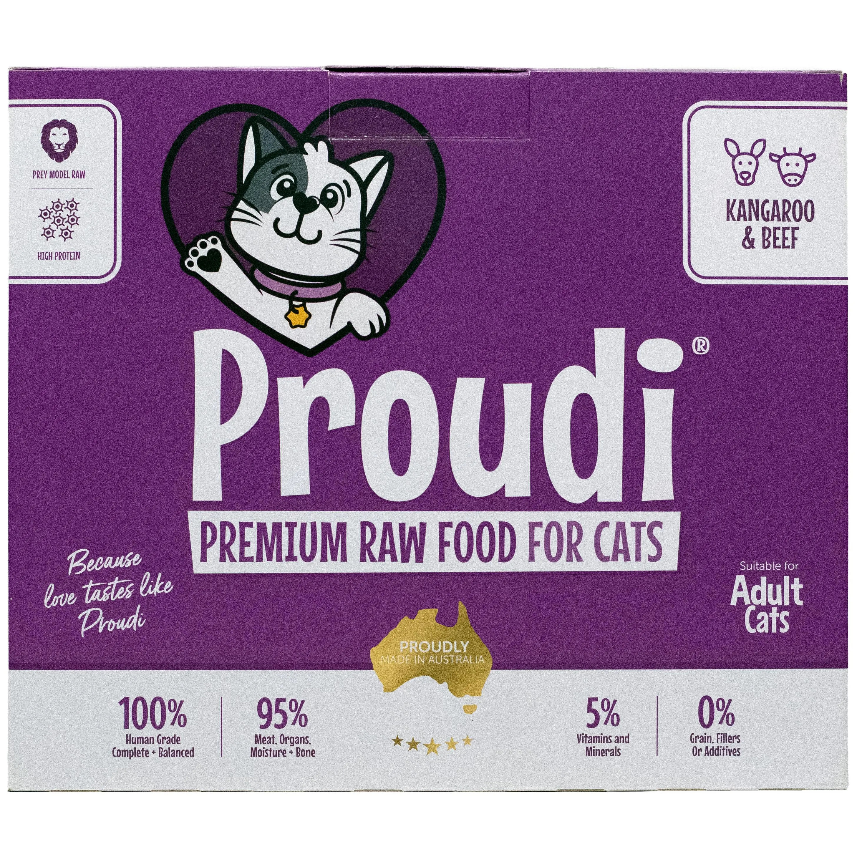 Proudi Kangaroo and Beef Raw Cat Food Patties 1.08kg
