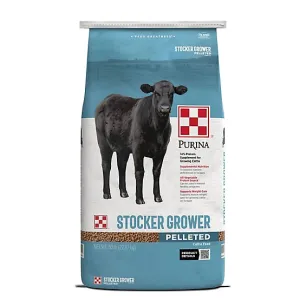 Purina Stocker Grower Pelleted Cattle Feed, 3/8 Cube 50 lb. Bag