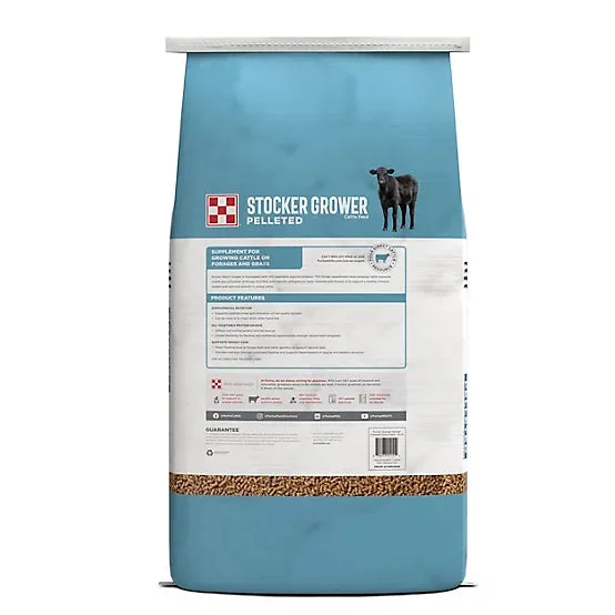 Purina Stocker Grower Pelleted Cattle Feed, 3/8 Cube 50 lb. Bag