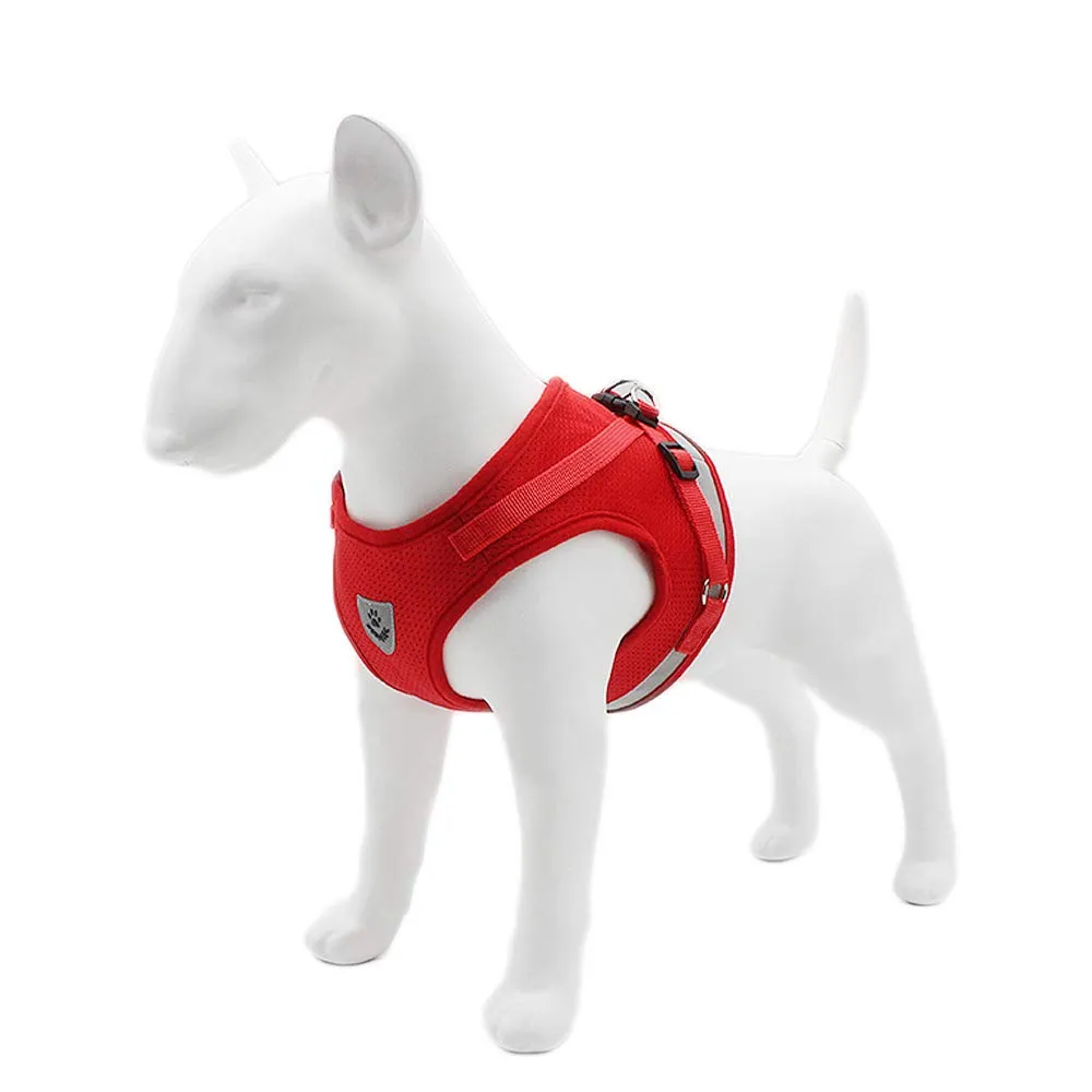 QPets Reflective Mesh Vest Harness with Leash for Dogs and Cats (Red)