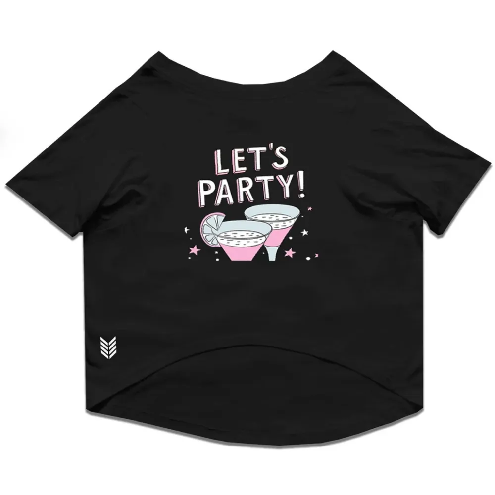 Ruse "Let's Party" Printed Half Sleeves Unisex T Shirt for Dogs and Pet Parents (Black)