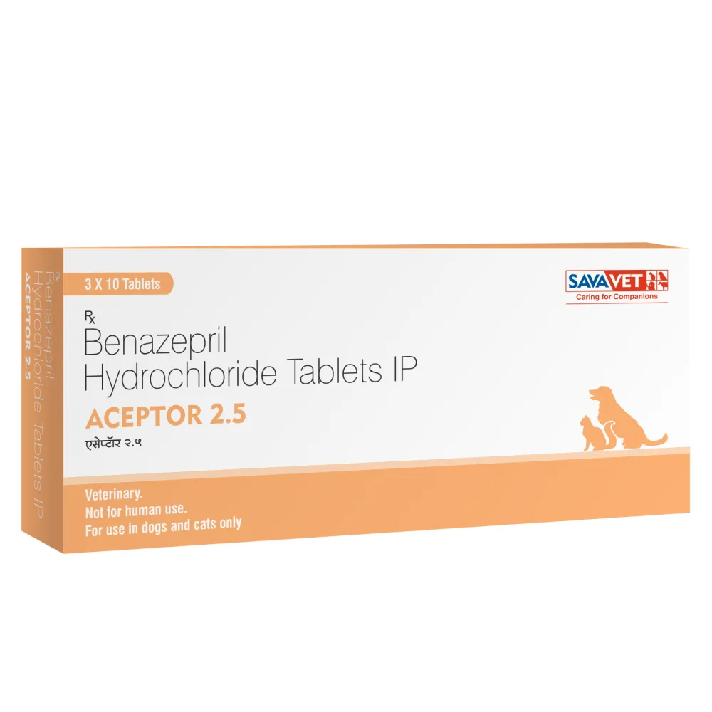 Savavet Aceptor (Benazepril Hydrochloride) Tablet for Dogs and Cats (pack of 10 tablets)