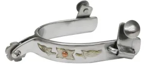 Showman  stainless steel spur with leaf overlay.