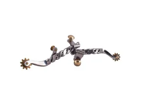 Showman  YOUTH stainless steel twisted band spurs with brass rowel and buttons