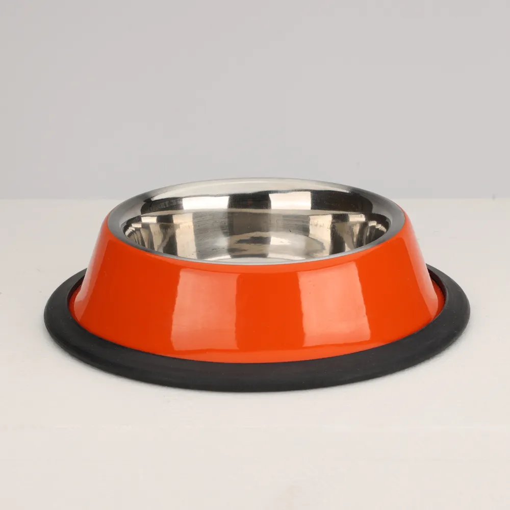 Skatrs Anti Skid Glossy Bowl for Dogs and Cats (Orange) (Buy 1 Get 1)
