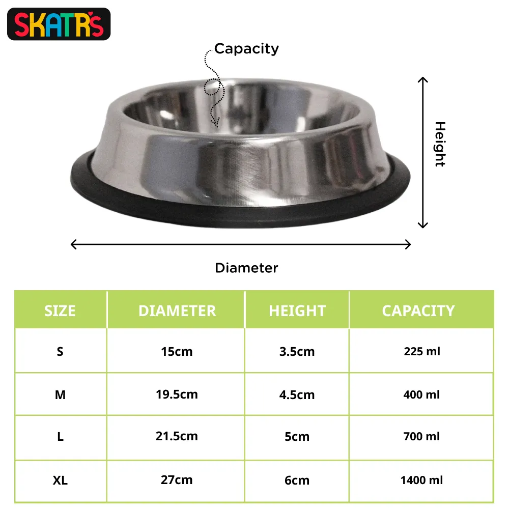 Skatrs Anti Skid Stainless Steel Bowl for Dogs and Cats Medium and Extra Large Combo