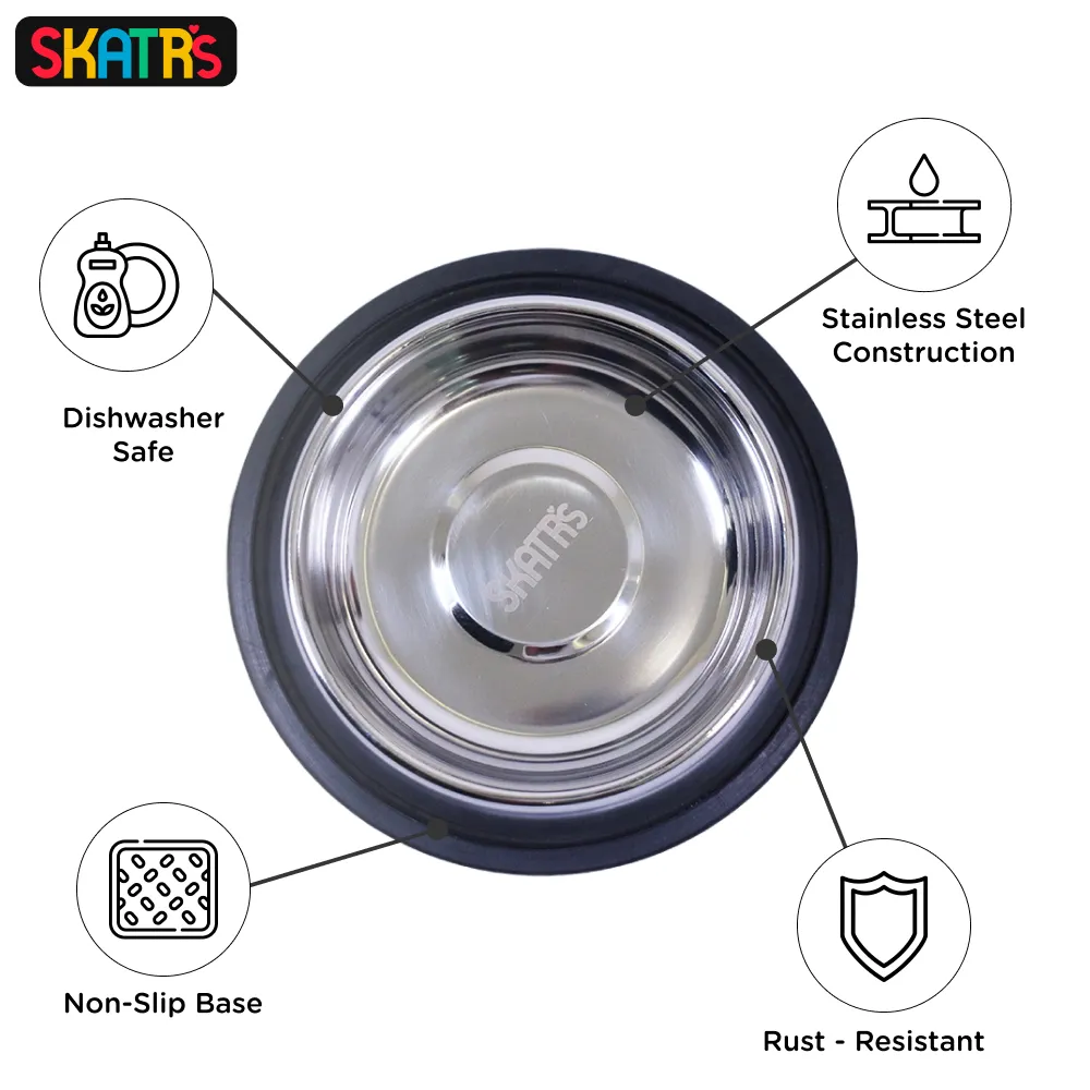 Skatrs Anti Skid Stainless Steel Bowl for Dogs and Cats Medium and Extra Large Combo