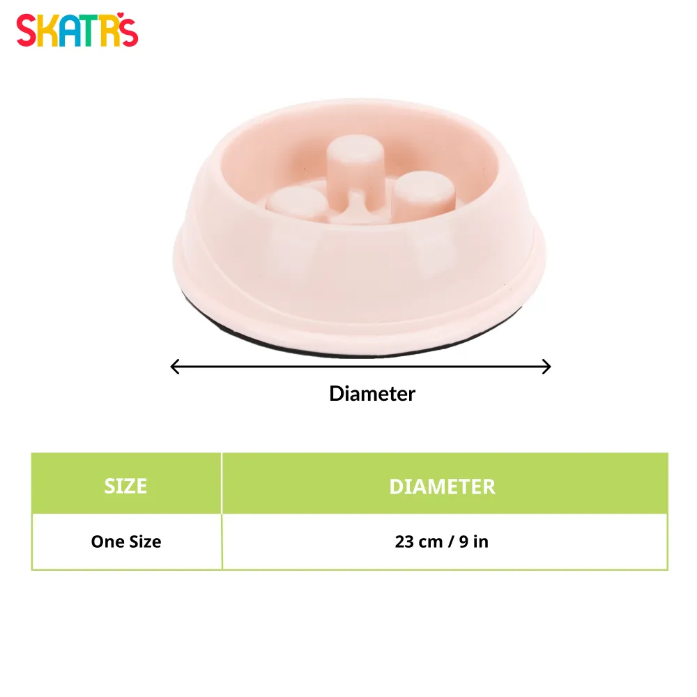 Skatrs Antiskid Slow Feeder Bowl for Dogs and Cats (Pink)