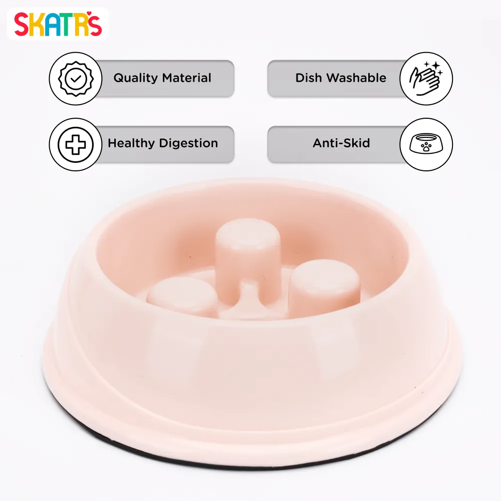 Skatrs Antiskid Slow Feeder Bowl for Dogs and Cats (Pink)