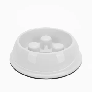 Skatrs Antiskid Slow Feeder Bowl for Dogs and Cats (White)